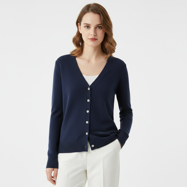 Cardigan com gola em bico e botões